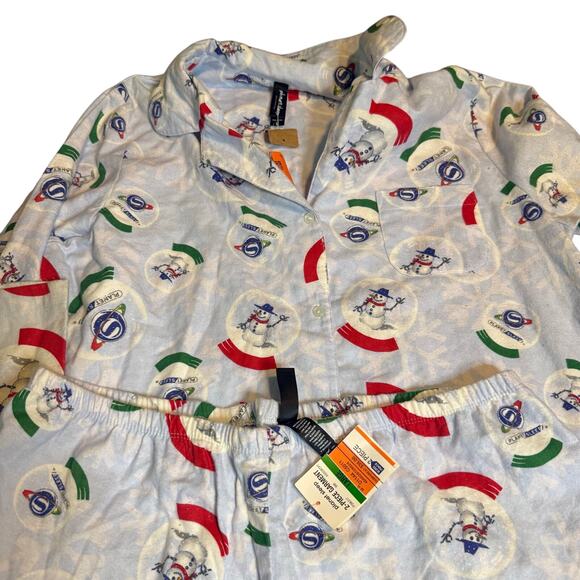 Planet Sleep Snowman Flannel Pajama Set, Christmas Holiday Y2K, Size Large, NWT - Picture 2 of 4